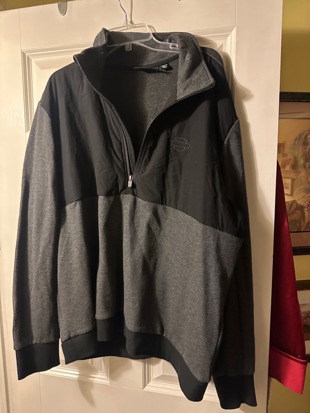 Harley-Davidson Black & Gray Half-Zip Pullover Sweater